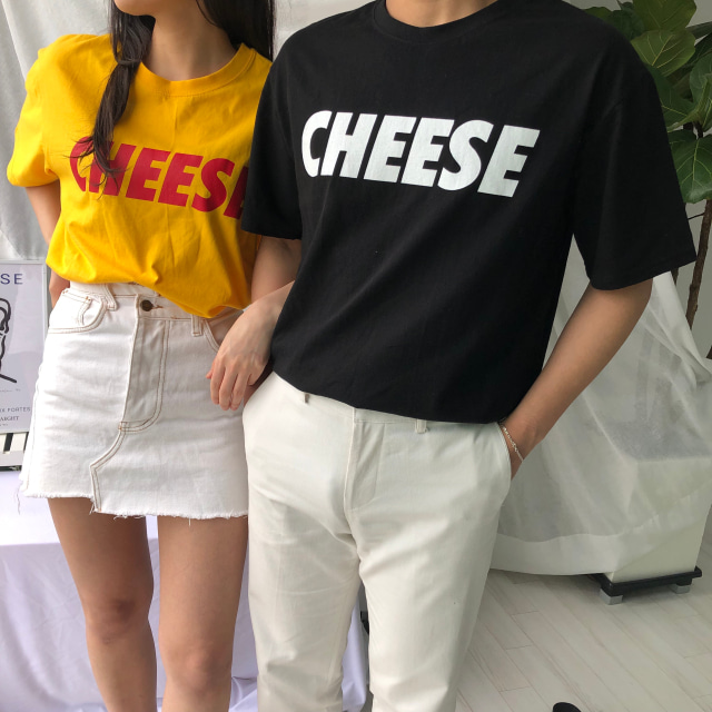 치즈 커플 프린팅 티셔츠
