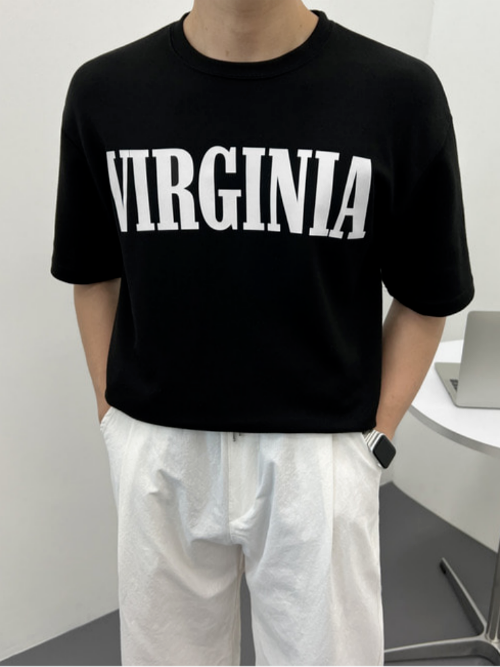 버지니아 오버핏 프린팅 반팔 티셔츠 4268